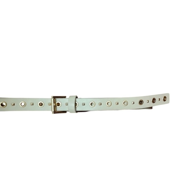 All Saints belt women's cream leather skinny studs luxury pastel new $109 - Picture 3 of 8
